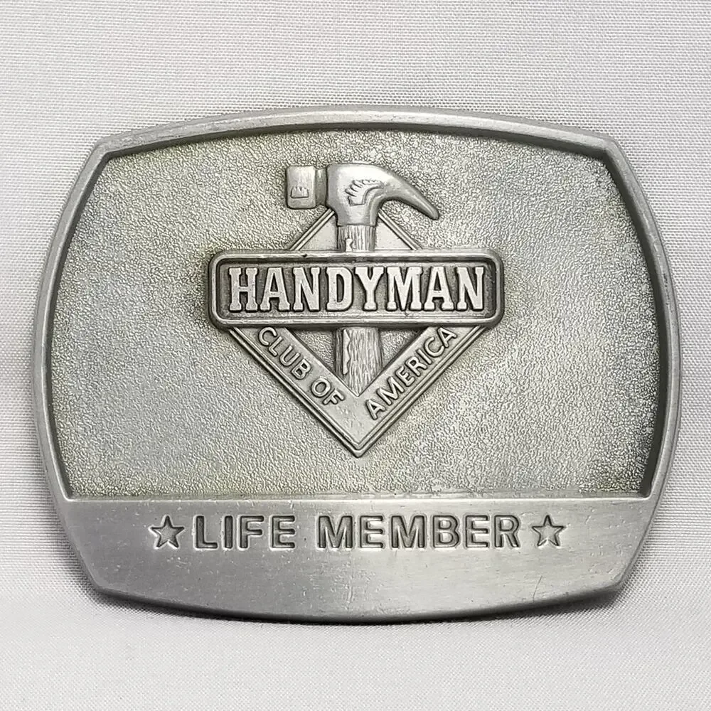 Vintage 1996‎ Handyman Club of America Life Member Belt Buckle Silver Tone